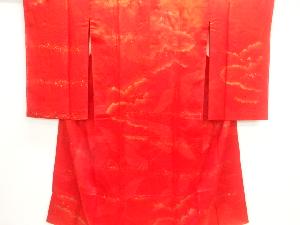 アンティーク　綸子金砂子鶴模様織出し長襦袢